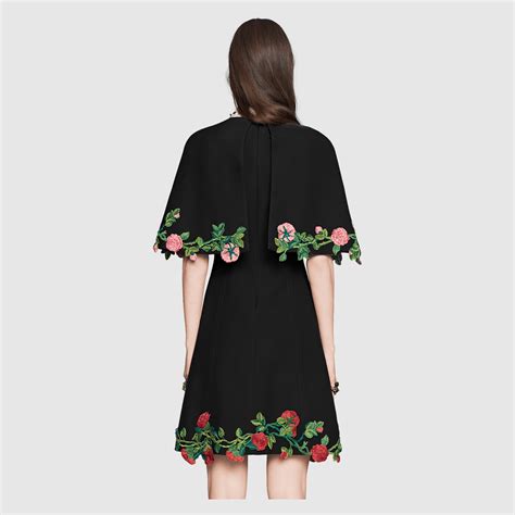 gucci embroidered wool silk cape dress|Gucci dresses for women.